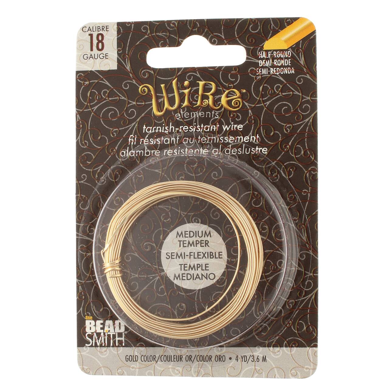 The Beadsmith® Wire Elements™ 18 Gauge Tarnish Resistant Medium Temper Half Round Wire, 4yd.